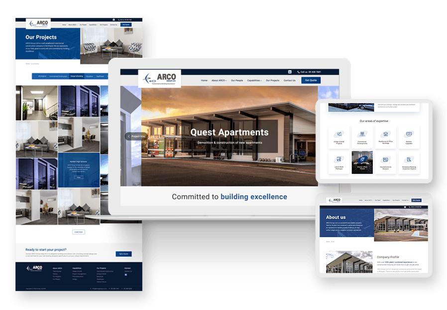 Www.valticulimott created the website for construction company ARCO to present their services